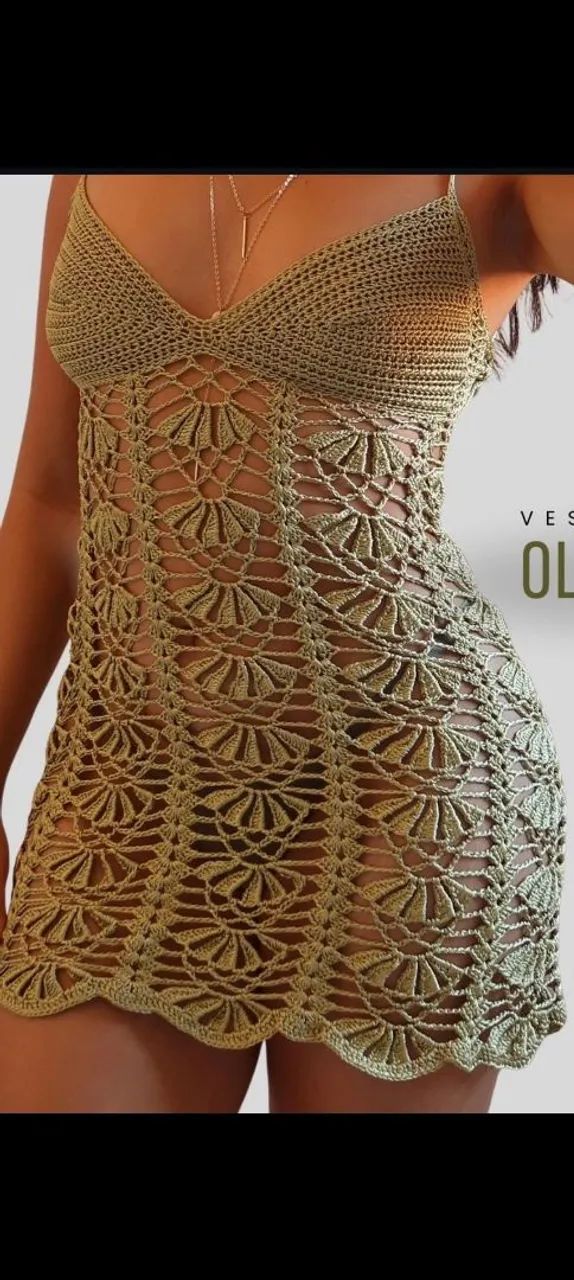 Vestido de crochê artesanal 