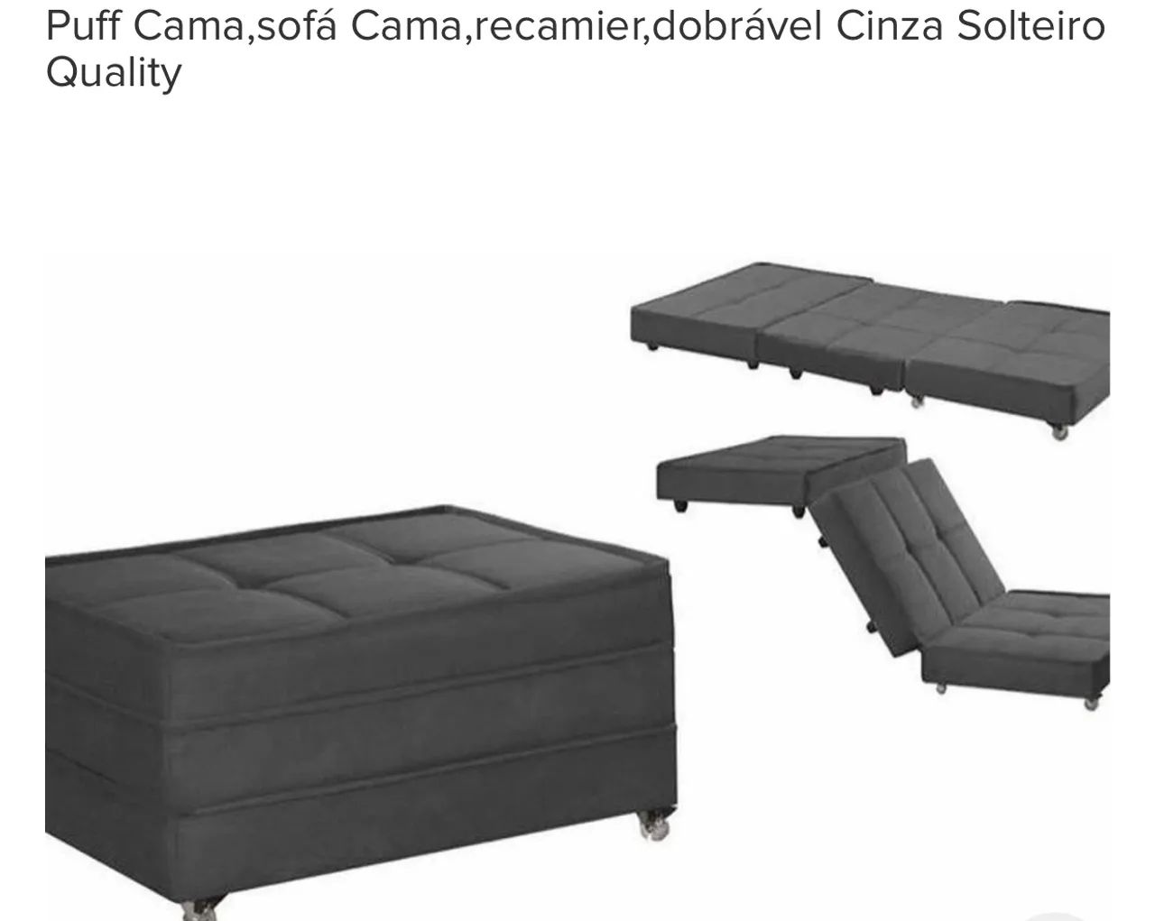 Puff cama solteiro dobrável com rodinhas  - Foto 2