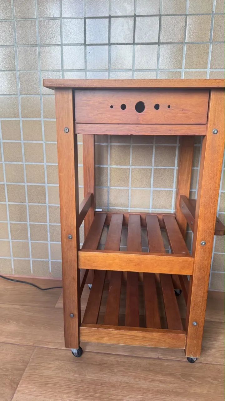 Mesa madeira maciça apoio churrasco  - Foto 2