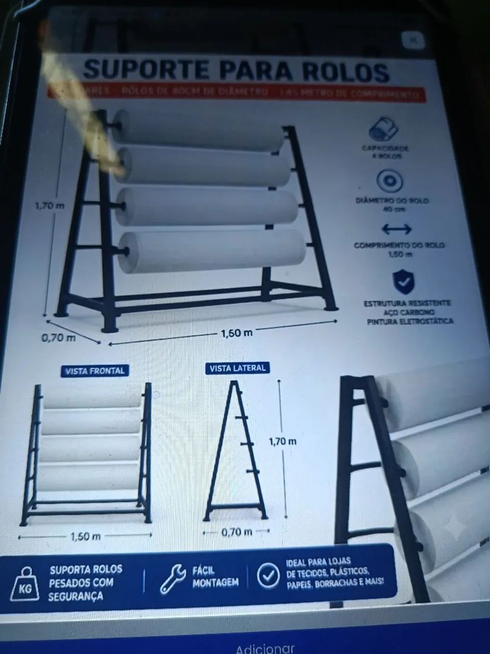 Suporte rolos 