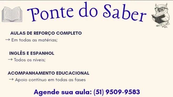Aulas de Reforço e de Inglês/Espanhol