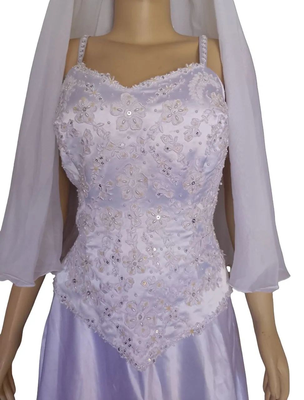 Vestido noiva bordado com calda Tam 44 - Foto 2