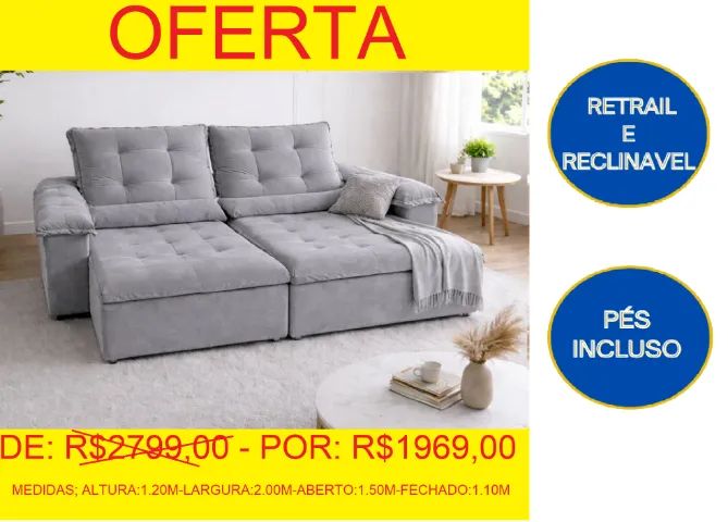sofá - 2.00M - mega oferta - compre e retire hoje mesmo
