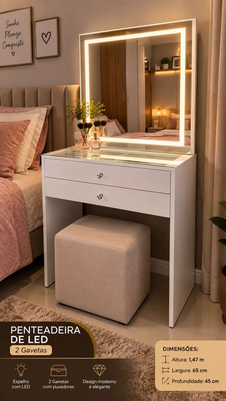 Penteadeira de led premium MDF - Foto 3