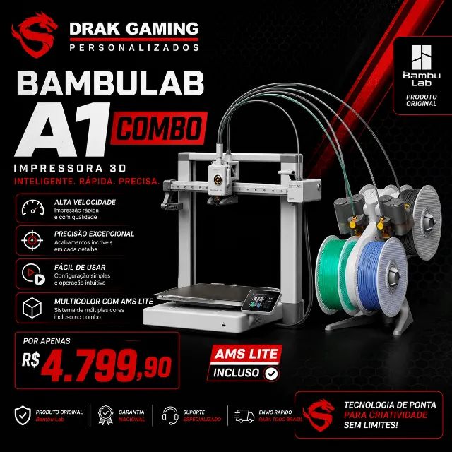 BAMBULAB A1 COM NOVA LACRADA 1 ANO DE GARANTIA 