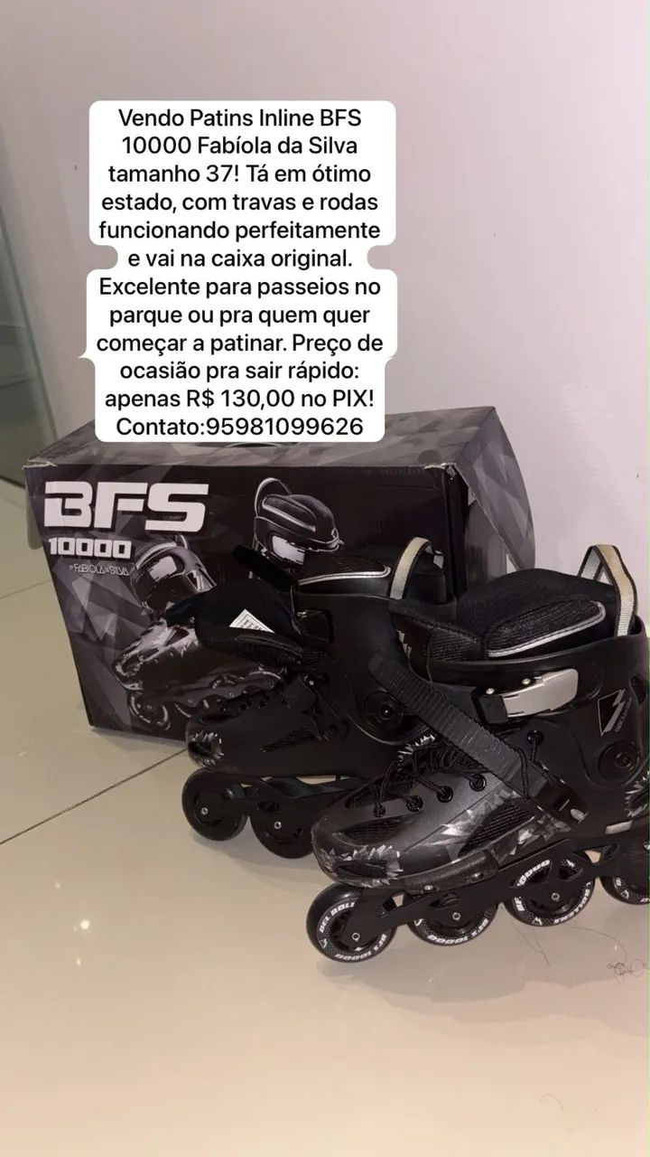 Vendo Patins Inline BFS 10000 Fabíola da Silva - Foto 2