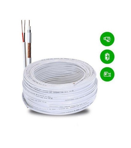 Cabo Coaxial Camera 4mm 80% Al+bipolar Cobre 26awg Br 100m Branco - Foto 3
