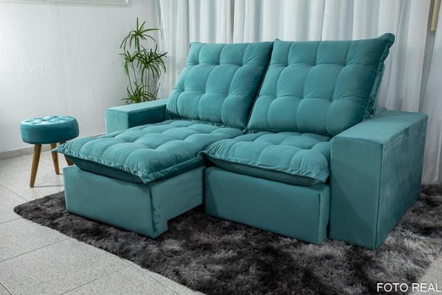 Sofá Retrátil e Reclinável Castor 2.30m Verde Tiffany Até 12x - Frete Grátis  - Foto 3