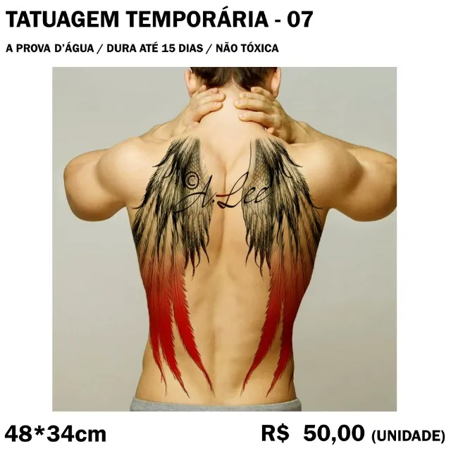 Tatuagem Adesiva Temporária Com Estampa De Chamas, À Prova D'água