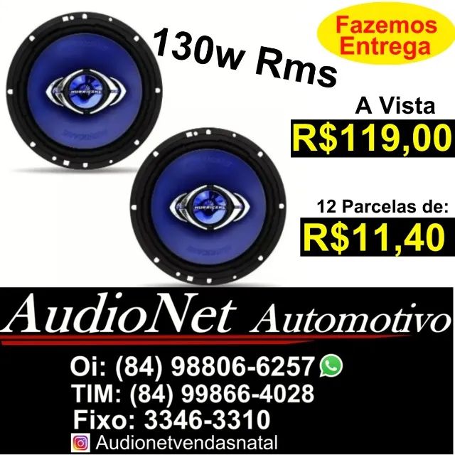 Par Alto Falante Hurricane 6 Polegadas 130w Rms veicular Carro Par Fone Porta