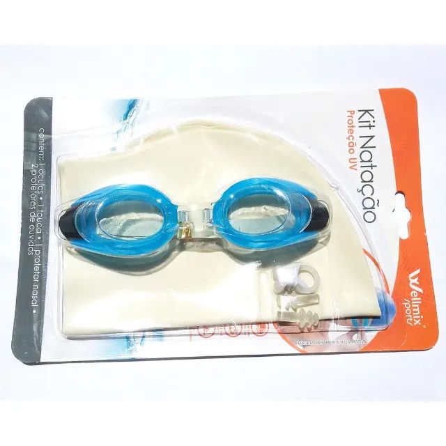 Kit Natação Oculos Uv Touca Protetor Wx4340 Funs - Foto 2