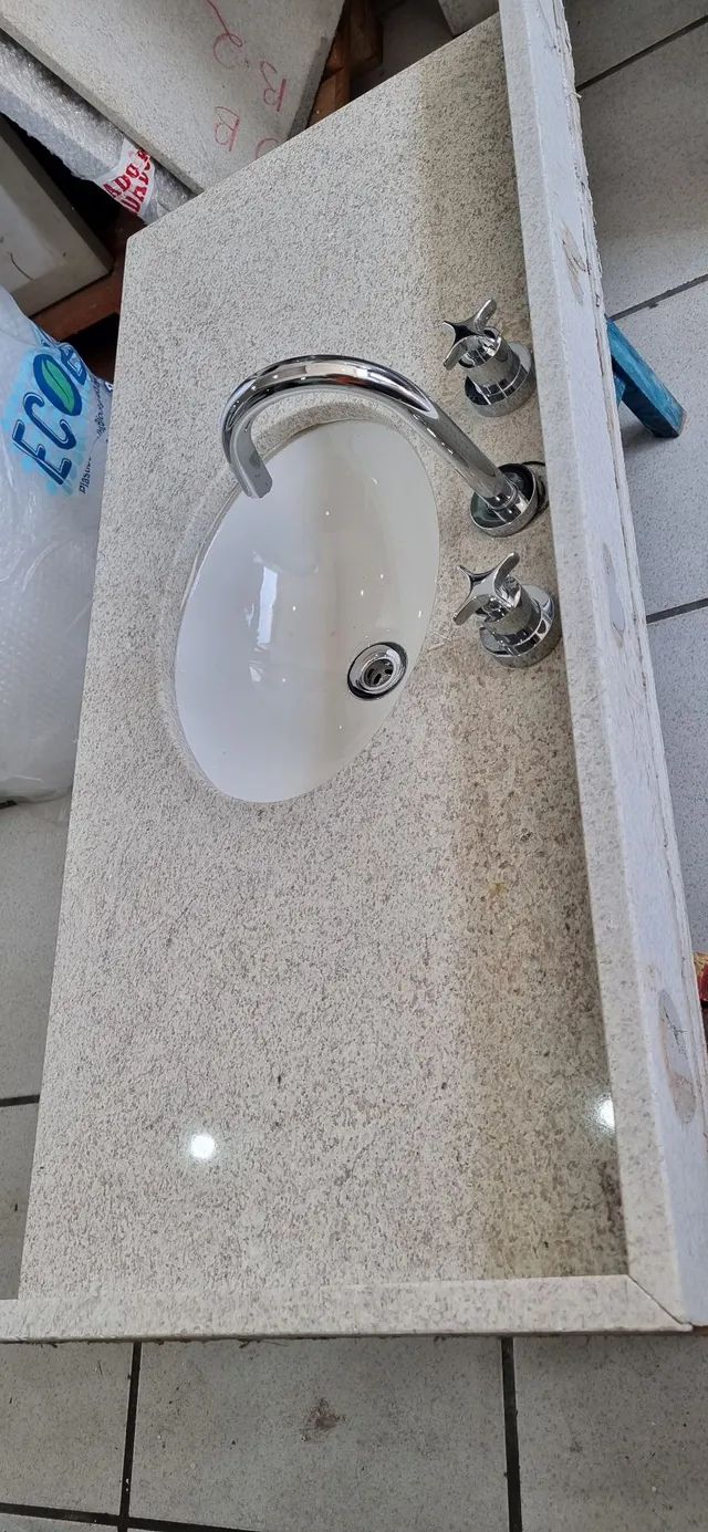 Pia banheiro pedra itaunas completa  - Foto 2