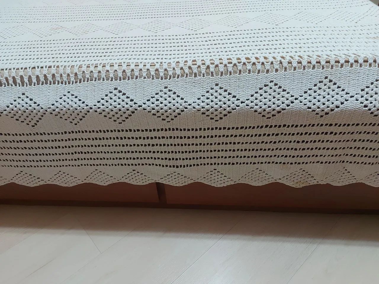 Colcha de Cama de Casal em CROCHÊ BEGE - Foto 3