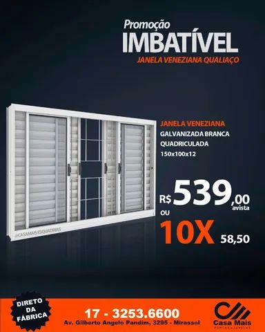 Janela Veneziana 150x100x12 Quadriculada Branca ou Preta Direto da Fabrica