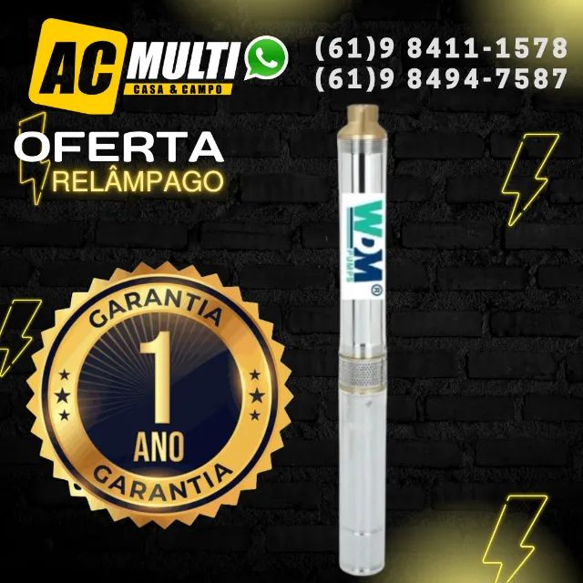 Bomba submersa palito caneta para poço artesiano PE 3 5-1-230V 1/2HP 2 fios WDM Sem box