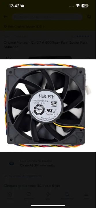Original Martech 12v 2.7 A 6000rpm Fan/ Cooler Para Antminer