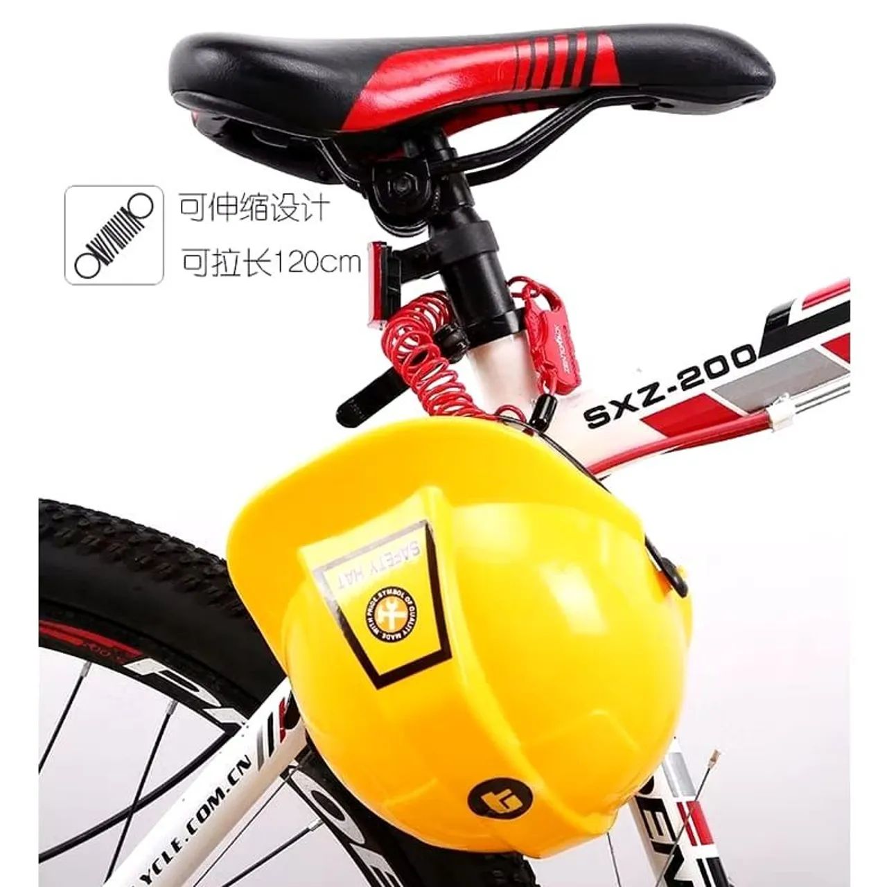Cadeado cabo de aço com senha para capacete bicicleta - Foto 5