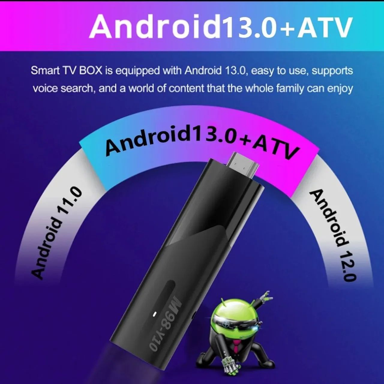 Mini TV Stick, Android 13, Quad Core, BT5.2, Controle Por Voz - Foto 3
