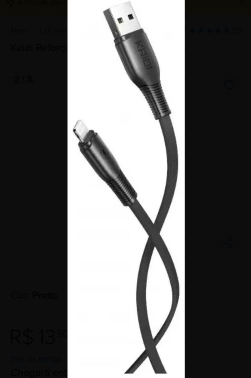 Cabo USB para iPhone 1000mm - Kaidi KD-23A - Foto 2