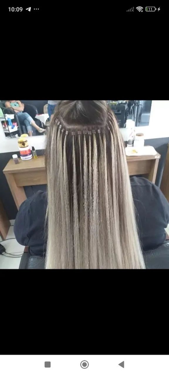 Alongamento de cabelo microlink 