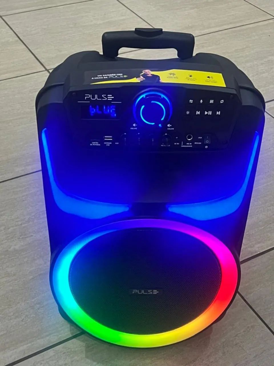 Caixa de Som Pulse Blue com Iluminação LED