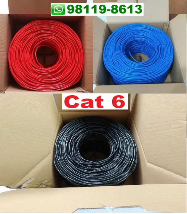 Cabo de Internet Cat6 100% Cobre - (Azul, Preto e Vermelho)