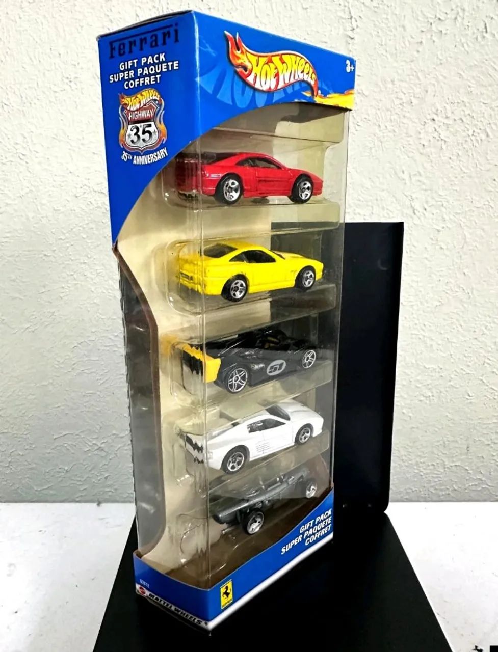 Conjunto raro de 5 carrinhos Hot Wheels Ferrari de 2003, lacrado e