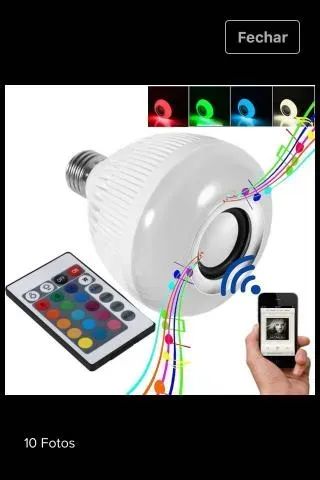 Lâmpada Led Rgb Colorida 6w E 27 Bluetooth Caixa Som 3w - Foto 5