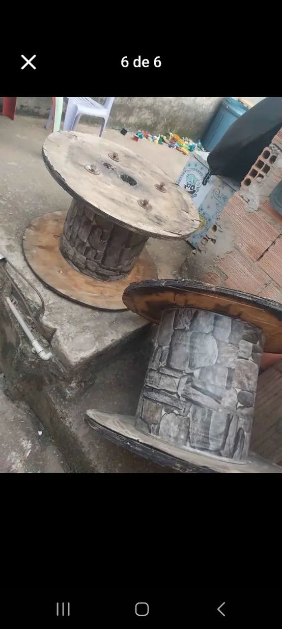 Bobinas de madeira para decoração de jardim