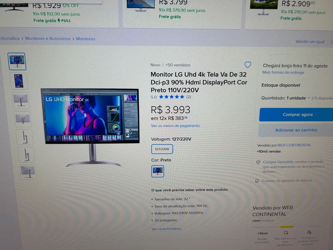 Monitor LG 32U0750-W 32 polegadas - Foto 3