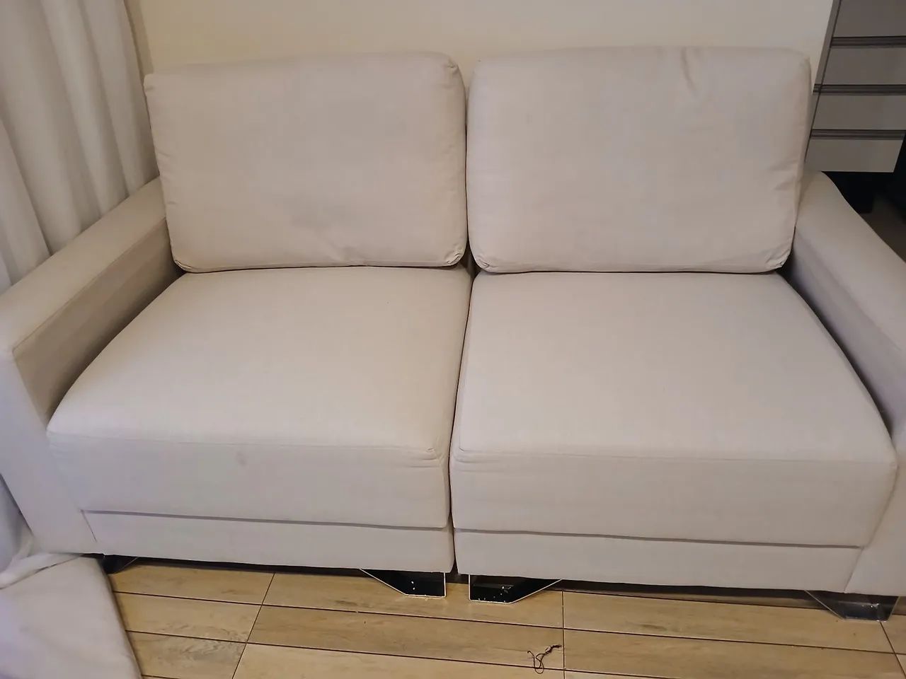 Sofá 3 lugares em Linho Branco, Ótimo estado 