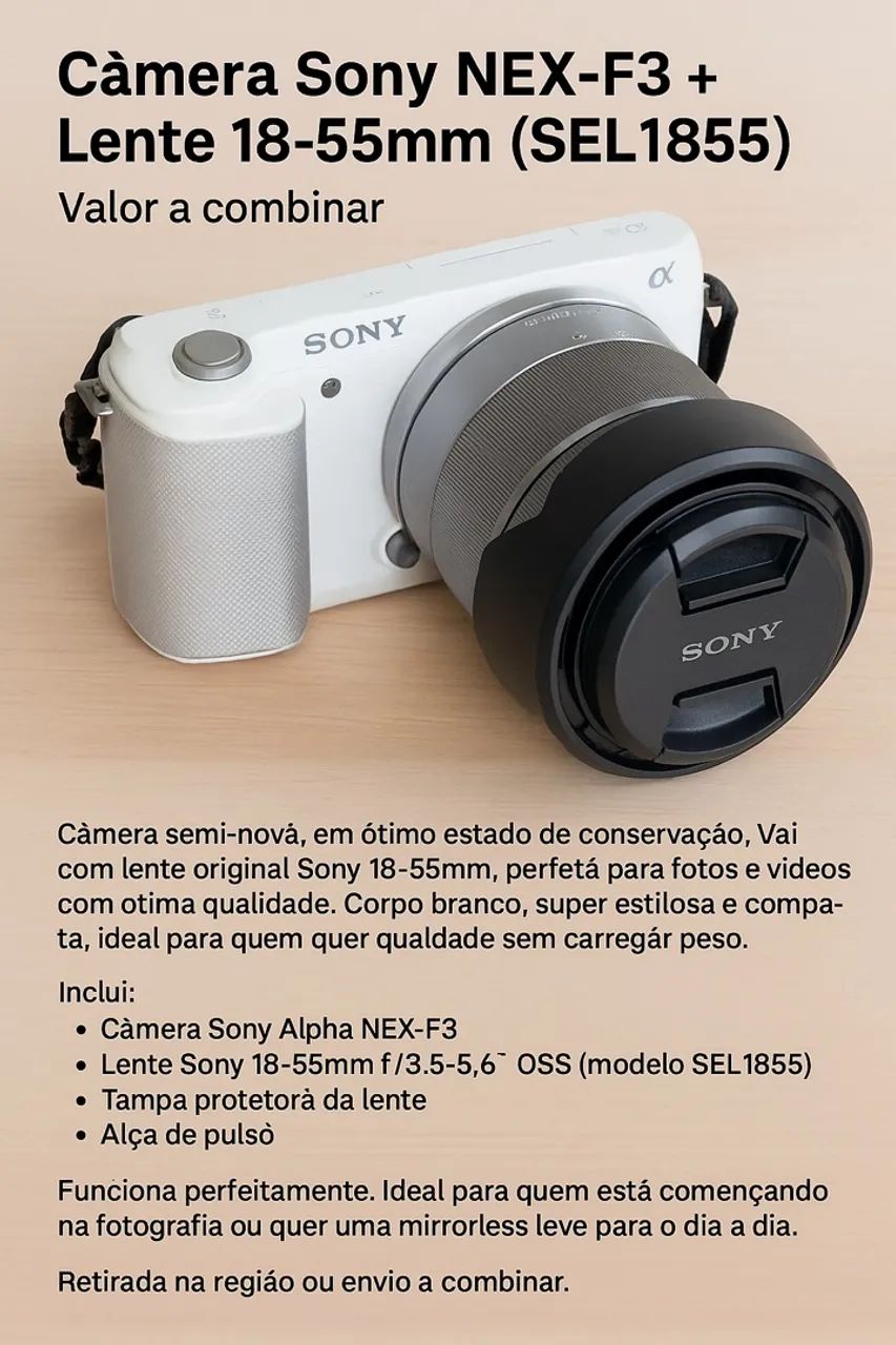 Câmera Sony NEX-F3 + Lente 18-55mm