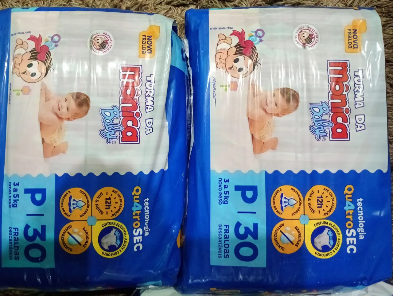 Fraldas Turma da Mônica Baby - Tamanho P - 30 unidades