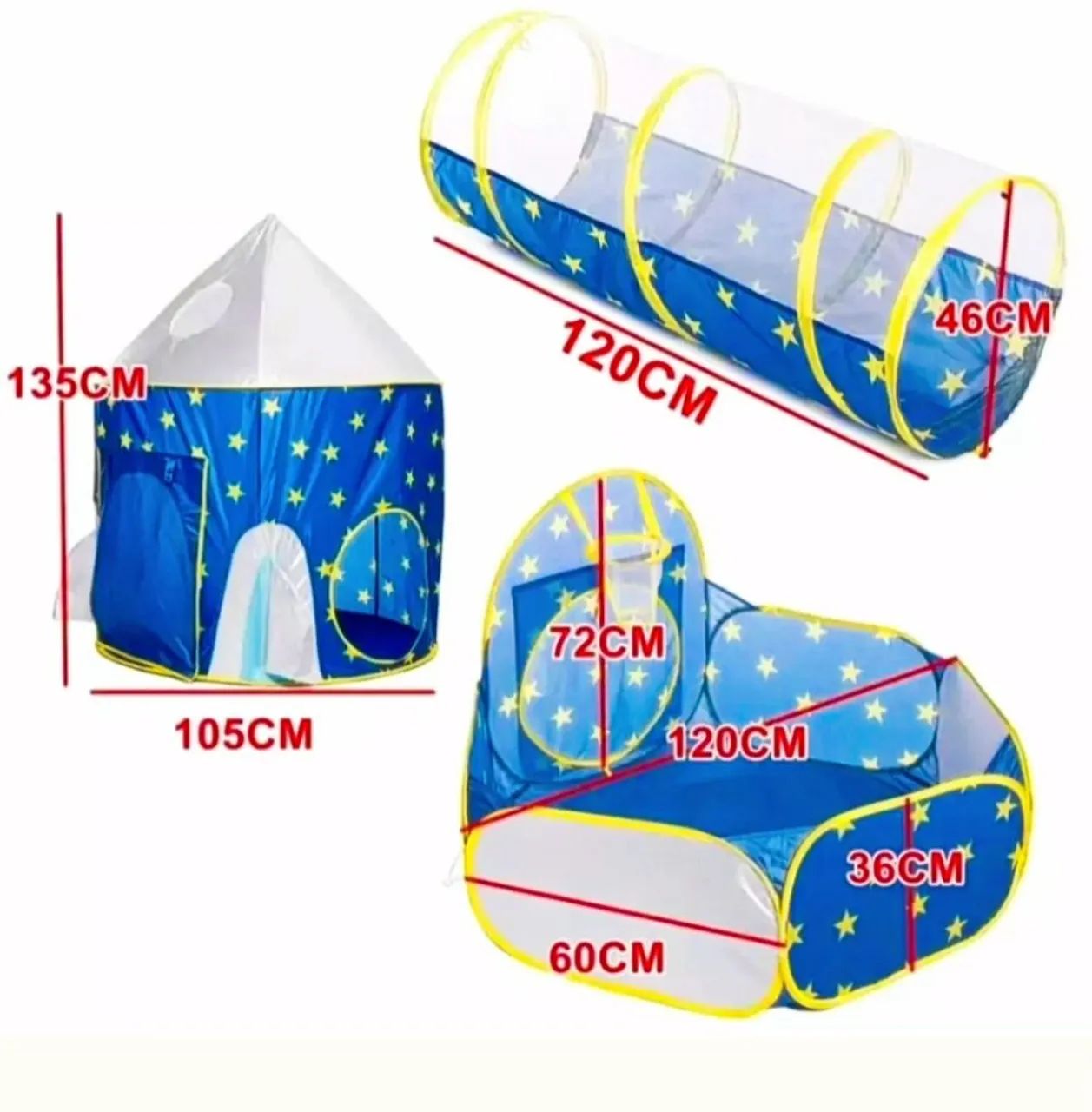 TENDA FOGUETE 3 EM 1 COM PISCINA DE BOLINHAS  - Foto 3