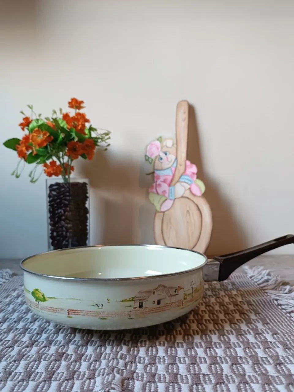 Frigideira esmaltada decorada - nova - Foto 4