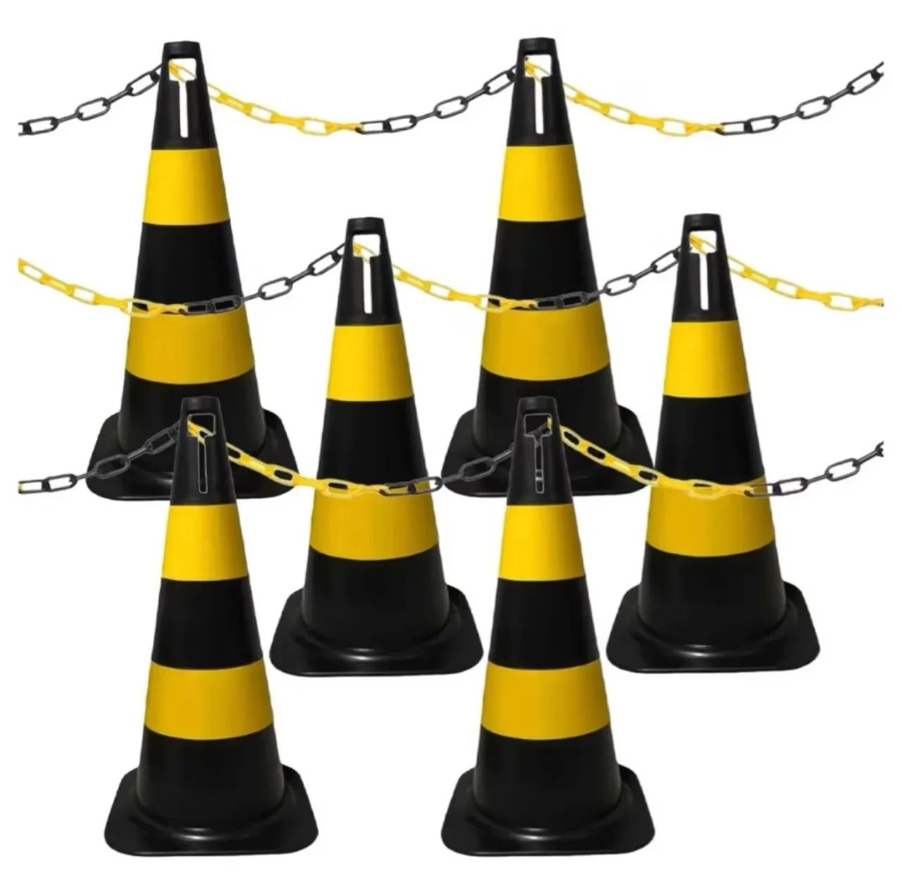 KIT 6 CONES DE SEGURANÇA COM CORRENTE 