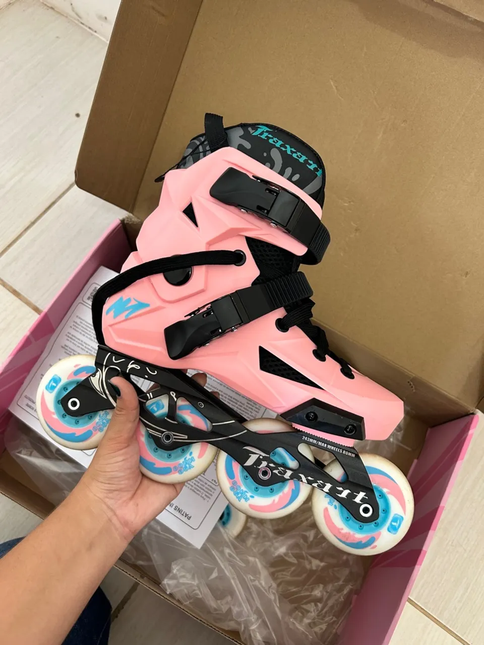 Patins Inline Traxart - Rosa - Novo