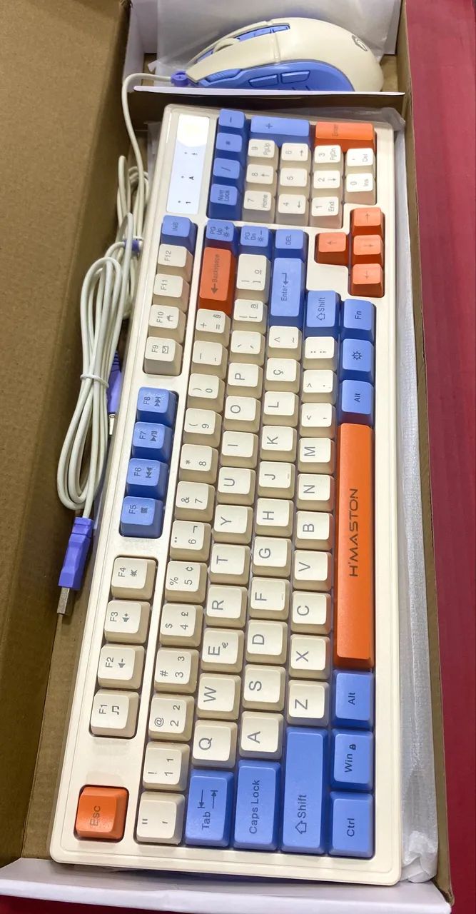 Kit teclado e mouse gamer semi mecânico com fio