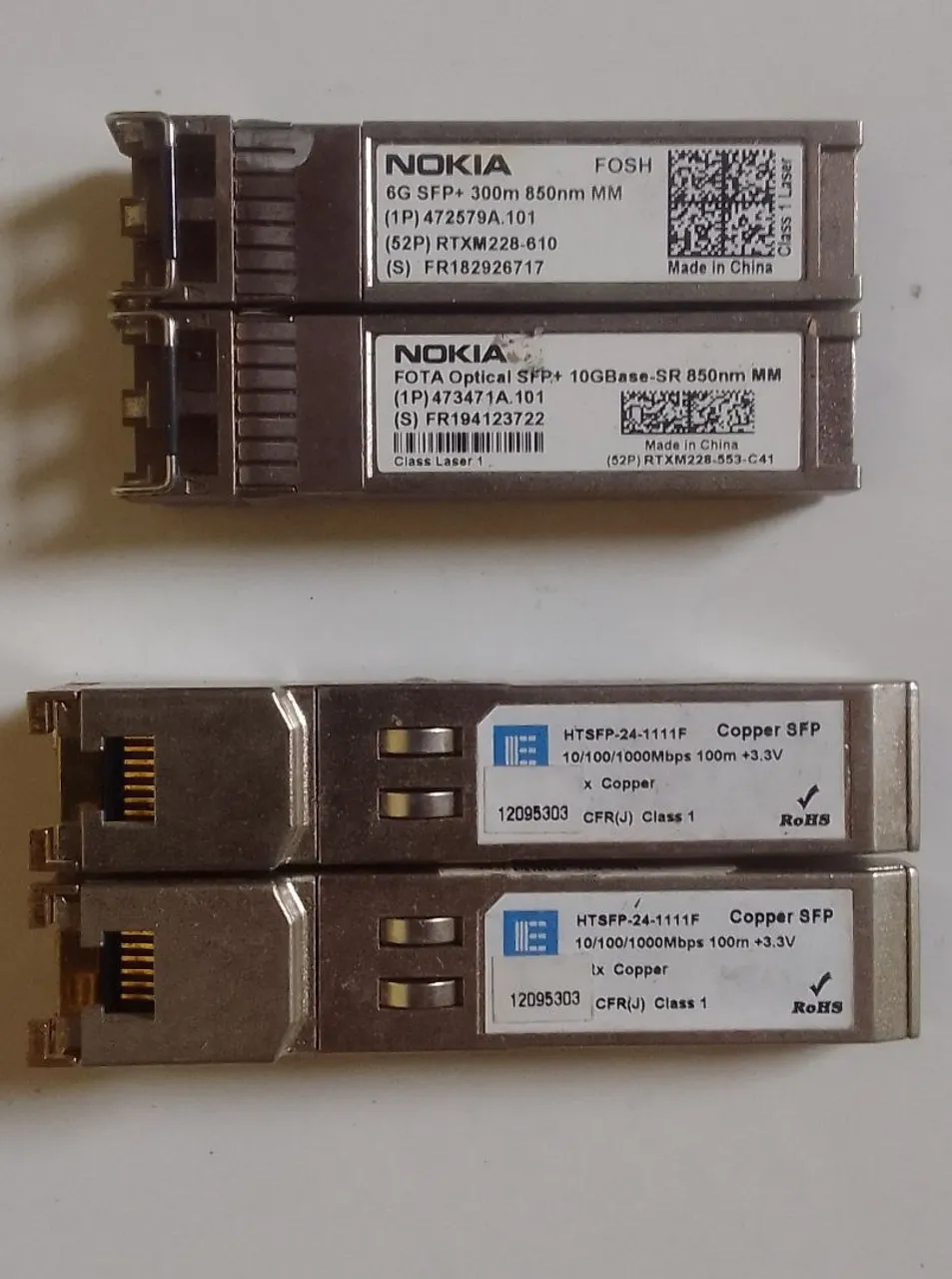 4 Módulos SFP Nokia Transceiver Fibra Ótica(No estado)