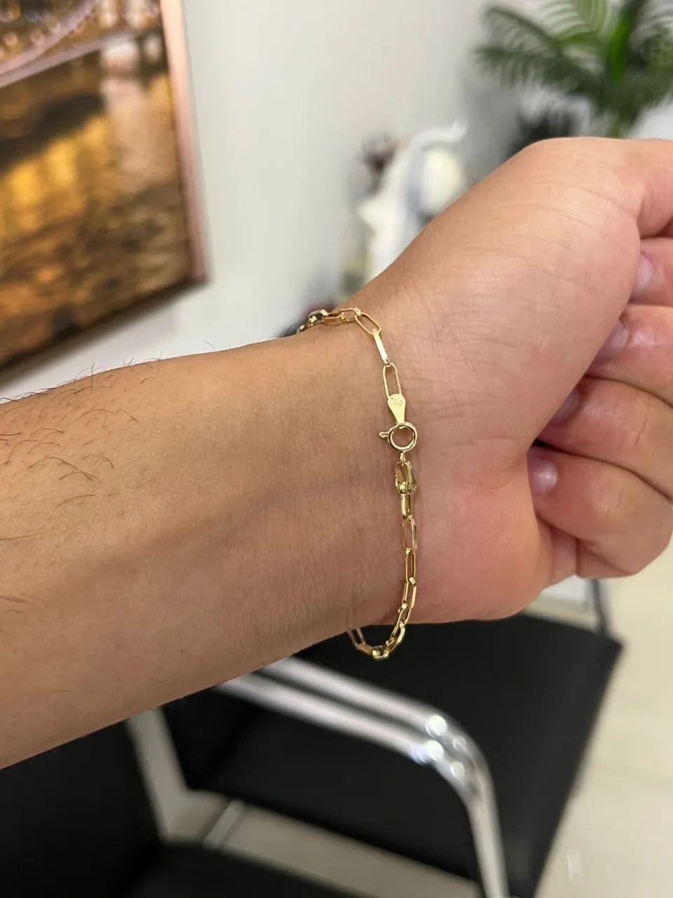 Pulseira Tijolinho fina Ouro 18k  - Foto 4