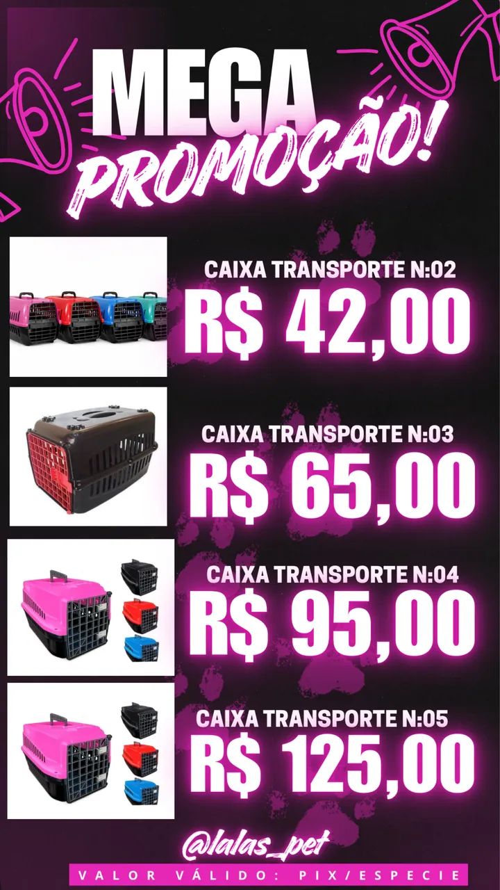 CAIXA TRANSPORTE NA PROMOÇÃO !!!