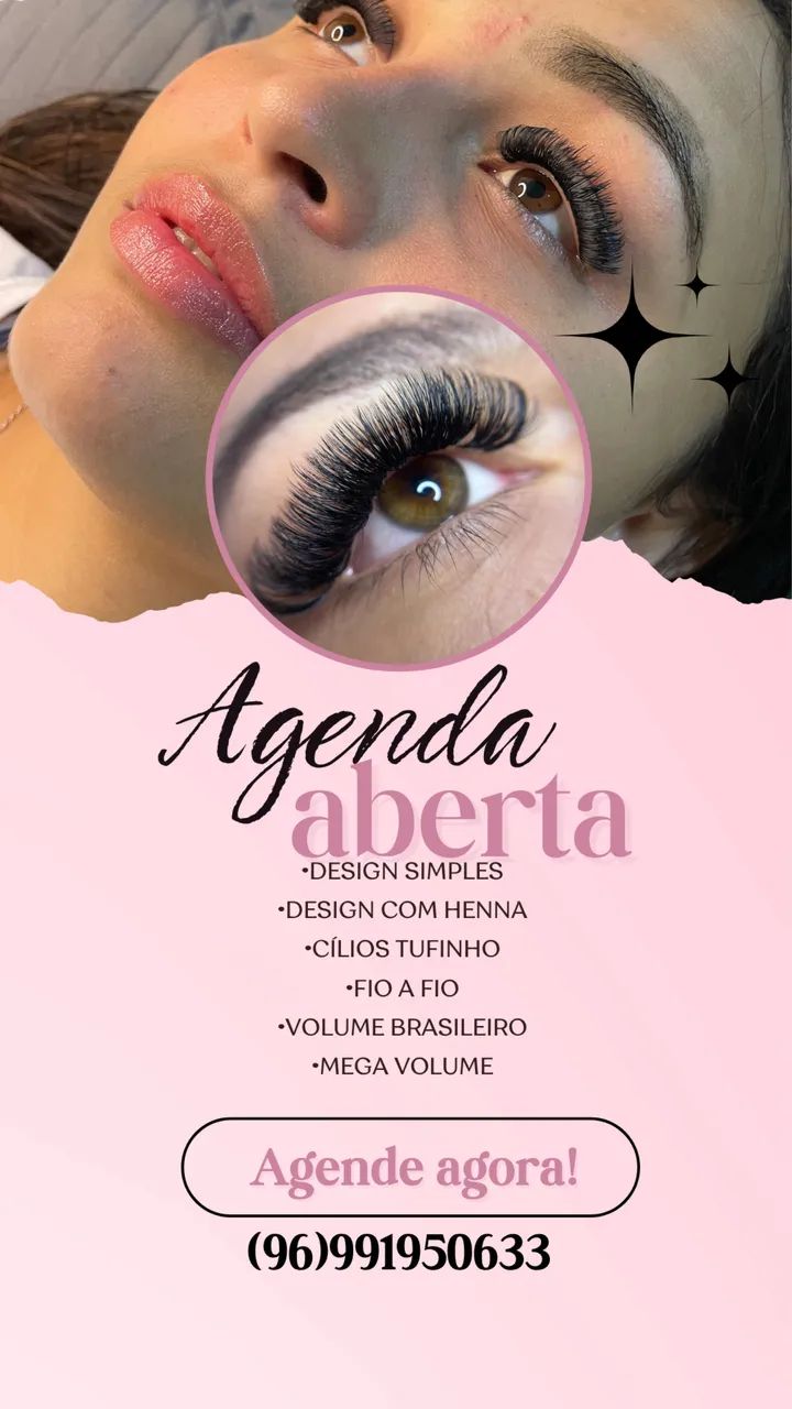 Lash cílios fio a fio e designer de henna