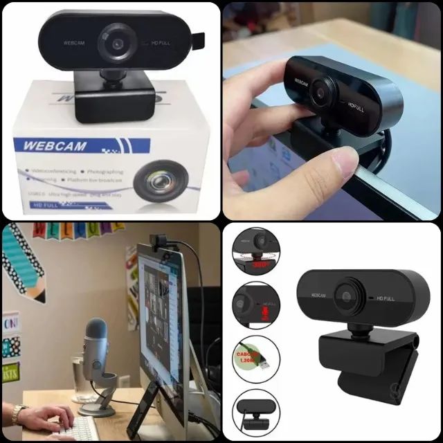 Webcam Full HD 1080p Com Microfone Para PC Notebook USB Plug And Play - Foto 3