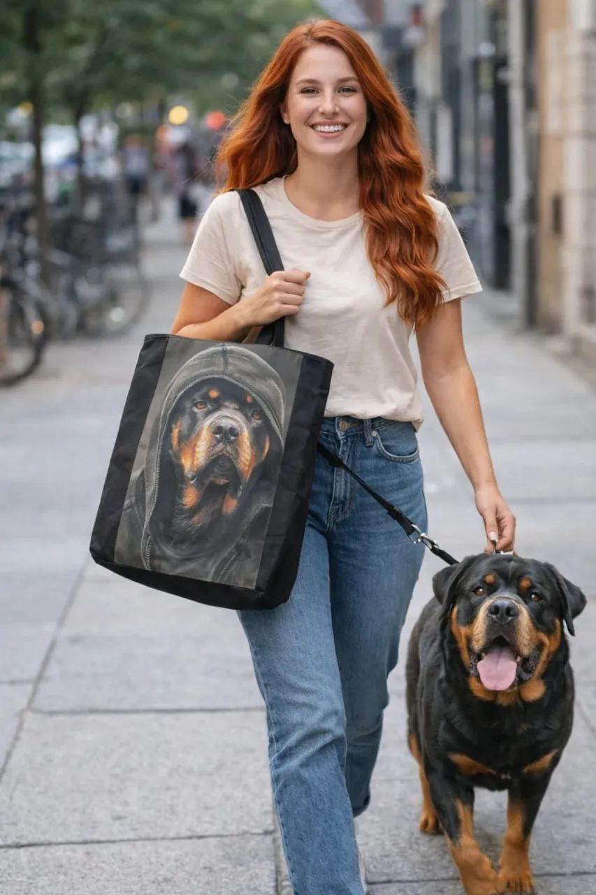 Bolsa Ecobag estampa cachorro Rottweiler 