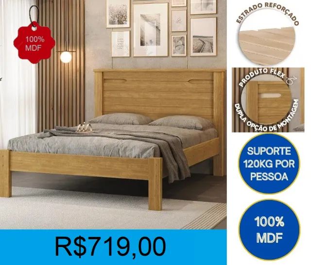 Cama casal 100% mdf de alta qualidade - a pronta entrega  - Foto 2