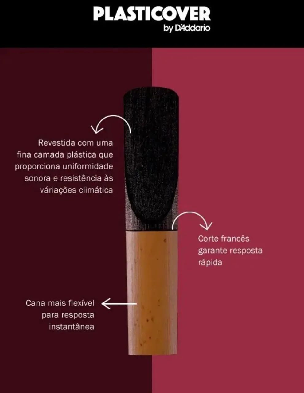 Palheta Plasticover nº 2 e 2,5 para Saxofone Tenor - Foto 2