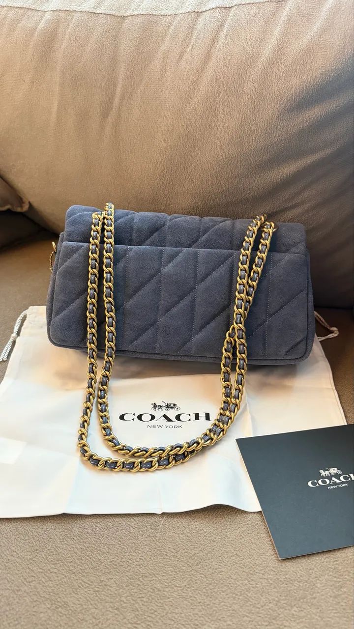 Coach tabby 26 em suede azul  - Foto 4