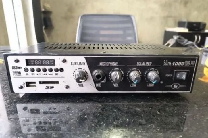 amplificador para som ambiente com am/fm/usb