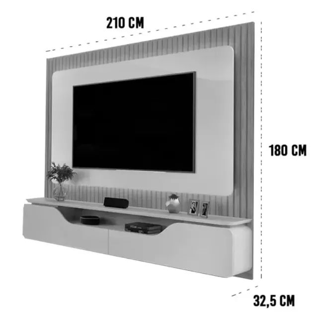 Painel Treviso para Tv Até 70 Polegadas Ripado com Led 2 Portas Dj 210cm - Foto 3