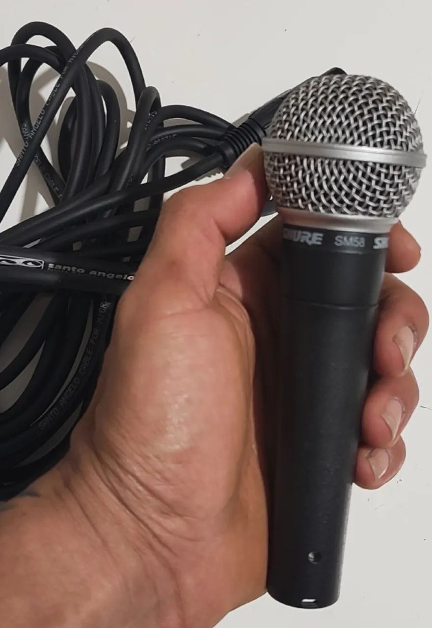 MICROFONE PROFISSIONAL SHURE SM 58 + CABO ORIGINAL - Foto 3